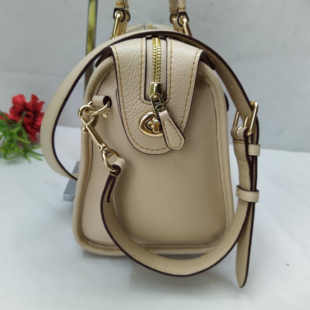 Coach Millie Ivory Pebbled Leather Top Handle Satchel Bag - NWT $550 - Picture 5 of 15